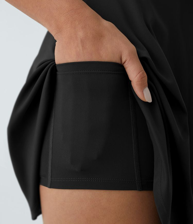 CurveLift™ Airy Backless Twisted Flare Low Support Dance Active Dress-Longer Length-Easy Peezy Edition A-C Cups