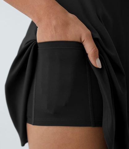 CurveLift™ Airy Backless Twisted Flare Low Support Dance Active Dress-Longer Length-Easy Peezy Edition A-C Cups