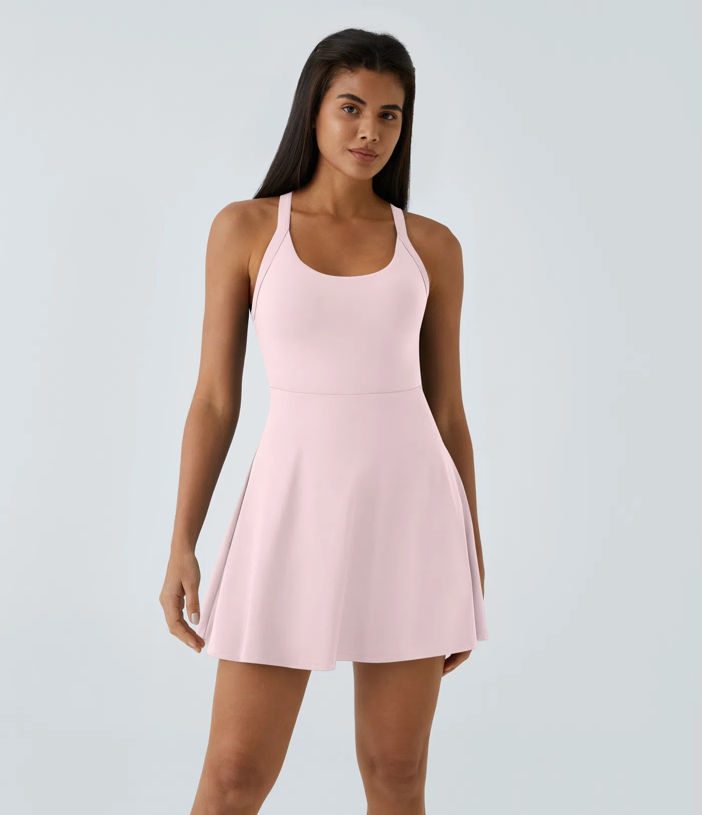 CurveLift™ Airy Backless Twisted Flare Low Support Dance Active Dress-Longer Length-Easy Peezy Edition A-C Cups