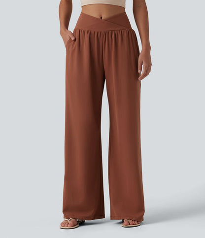 CurveLift™ Airy High Waisted Cool Touch Casual Baggy Pants with Pockets