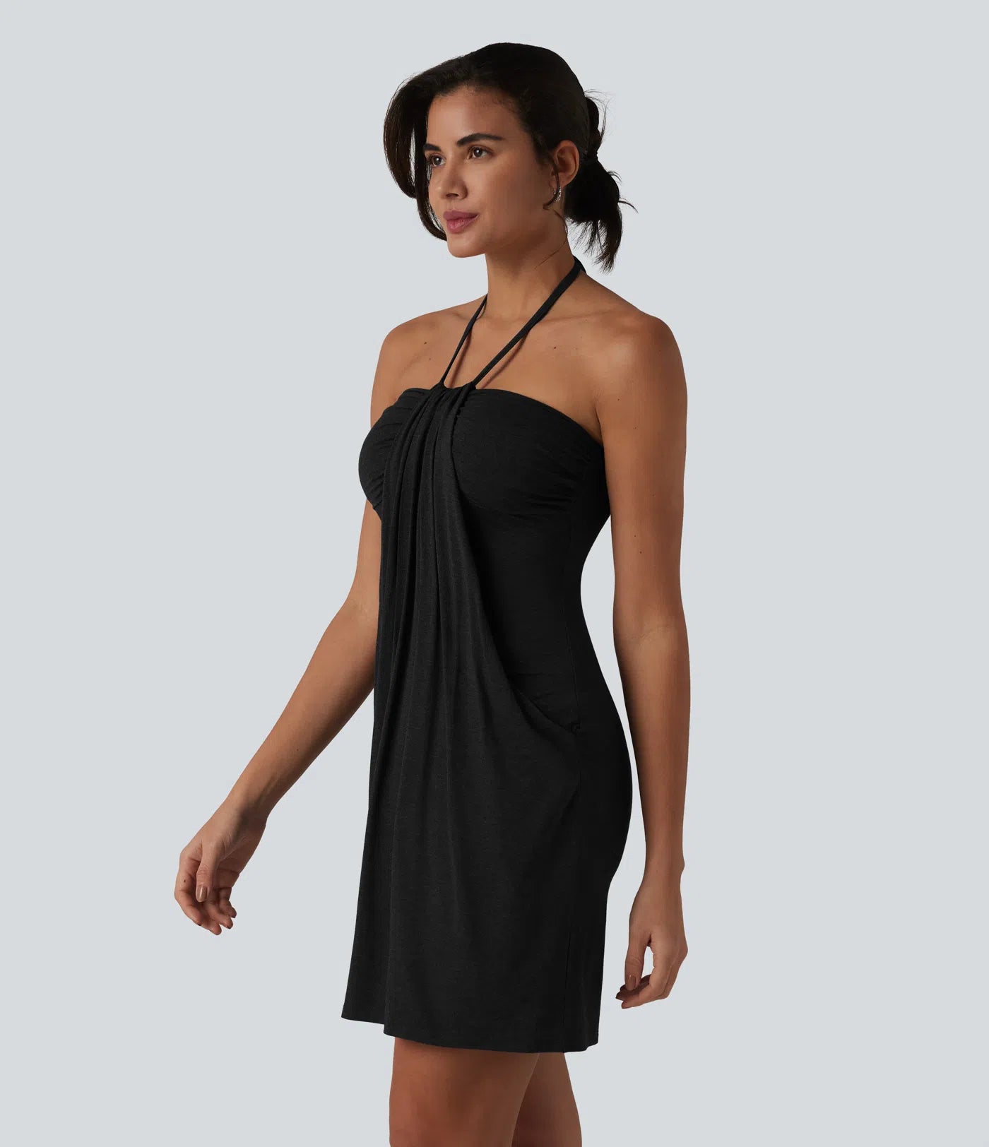 CurveLift™ Halter Tie Back Maxi Dress with Pockets