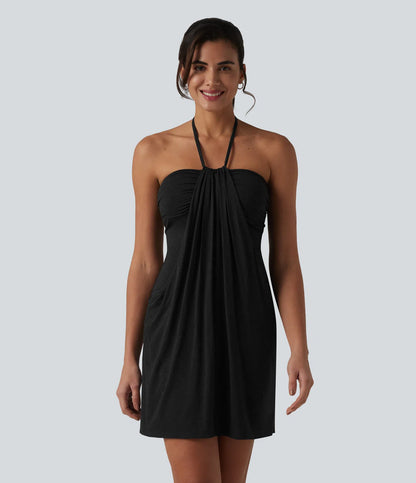 CurveLift™ Halter Tie Back Maxi Dress with Pockets