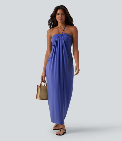 CurveLift™ Halter Tie Back Maxi Dress with Pockets