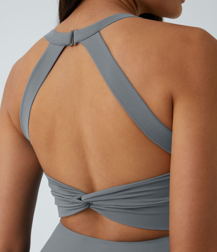 CurveLift™ Airy Backless Twisted Flare Low Support Dance Active Dress-Longer Length-Easy Peezy Edition A-C Cups