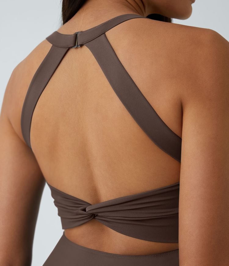 CurveLift™ Airy Backless Twisted Flare Low Support Dance Active Dress-Longer Length-Easy Peezy Edition A-C Cups