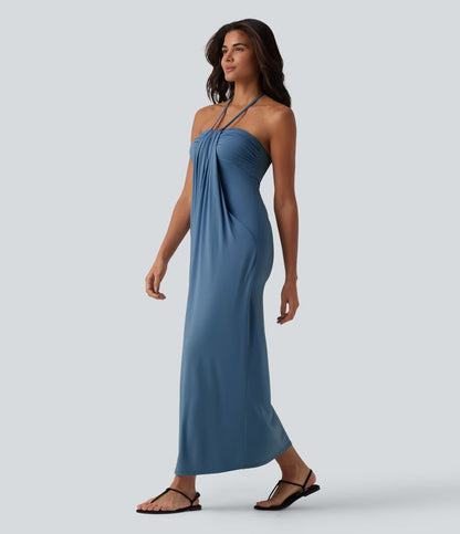 CurveLift™ Halter Tie Back Maxi Dress with Pockets