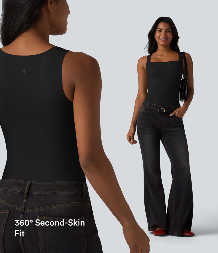 CurveLift™ Square Neck Built-in Bra Casual Tank Top B-E Cups
