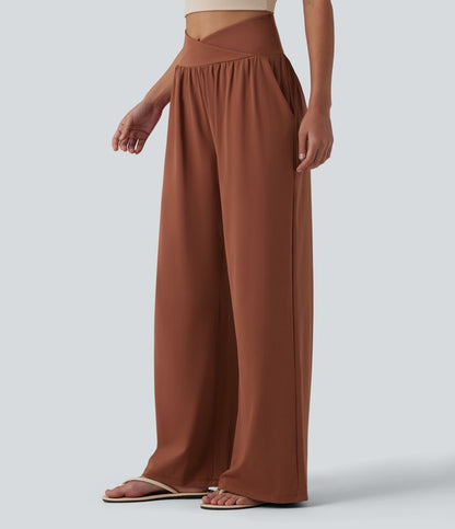 CurveLift™ Airy High Waisted Cool Touch Casual Baggy Pants with Pockets
