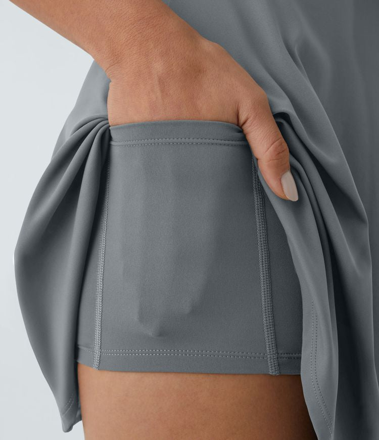CurveLift™ Airy Backless Twisted Flare Low Support Dance Active Dress-Longer Length-Easy Peezy Edition A-C Cups