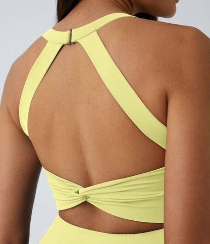 CurveLift™ Airy Backless Twisted Flare Low Support Dance Active Dress-Longer Length-Easy Peezy Edition A-C Cups