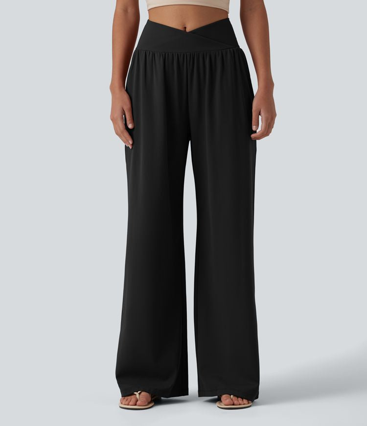 CurveLift™ Airy High Waisted Cool Touch Casual Baggy Pants with Pockets