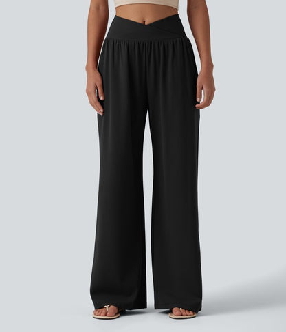 CurveLift™ Airy High Waisted Cool Touch Casual Baggy Pants with Pockets