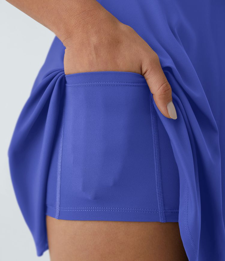 CurveLift™ Airy Backless Twisted Flare Low Support Dance Active Dress-Longer Length-Easy Peezy Edition A-C Cups