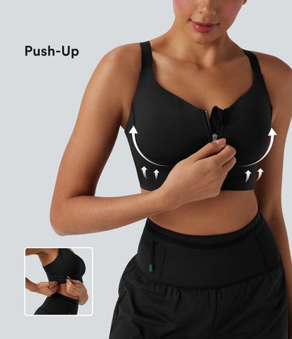 CurveLift™ Medium Support Push Up Zipper Adjustable Buckle Quick Dry Running