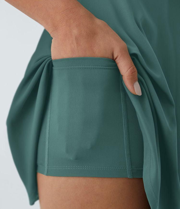 CurveLift™ Airy Backless Twisted Flare Low Support Dance Active Dress-Longer Length-Easy Peezy Edition A-C Cups