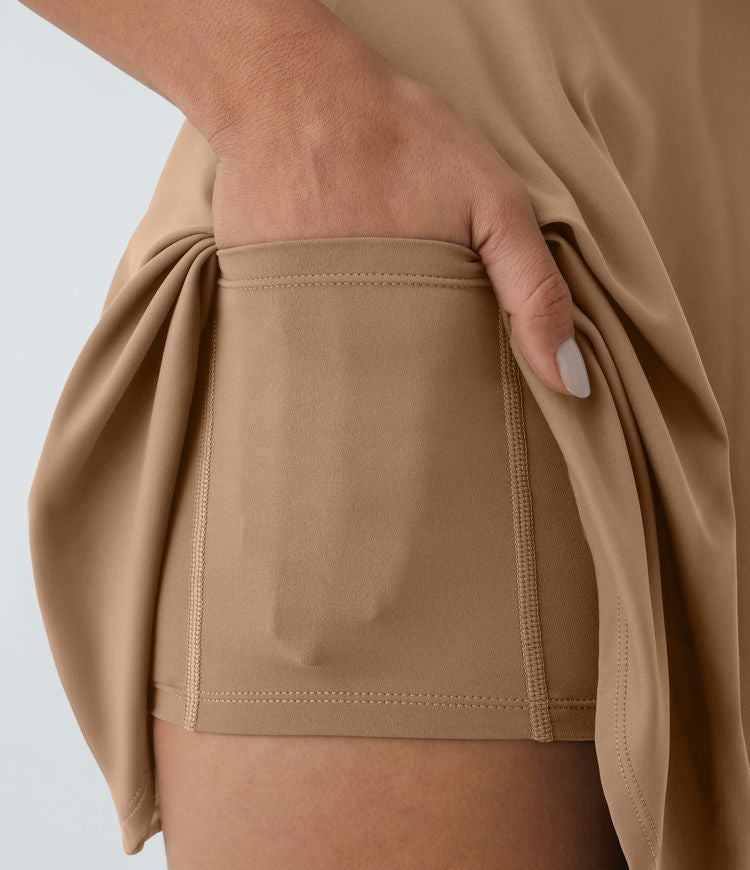 CurveLift™ Airy Backless Twisted Flare Low Support Dance Active Dress-Longer Length-Easy Peezy Edition A-C Cups