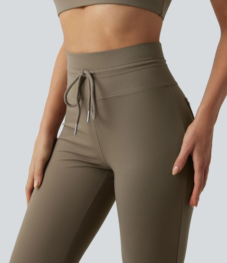 CurveLift™ High Waisted Drawstring Plain Flare Yoga Pants with Pockets