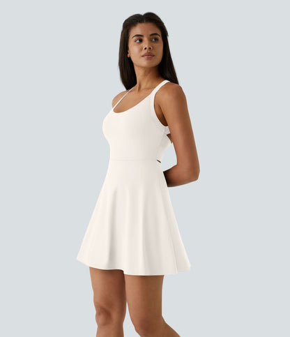 CurveLift™ Airy Backless Twisted Flare Low Support Dance Active Dress-Longer Length-Easy Peezy Edition A-C Cups