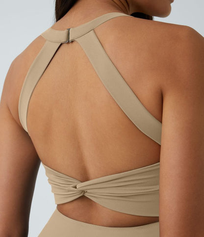 CurveLift™ Airy Backless Twisted Flare Low Support Dance Active Dress-Longer Length-Easy Peezy Edition A-C Cups
