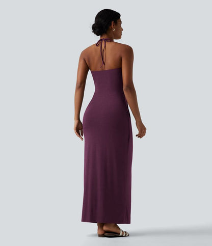 CurveLift™ Halter Tie Back Maxi Dress with Pockets