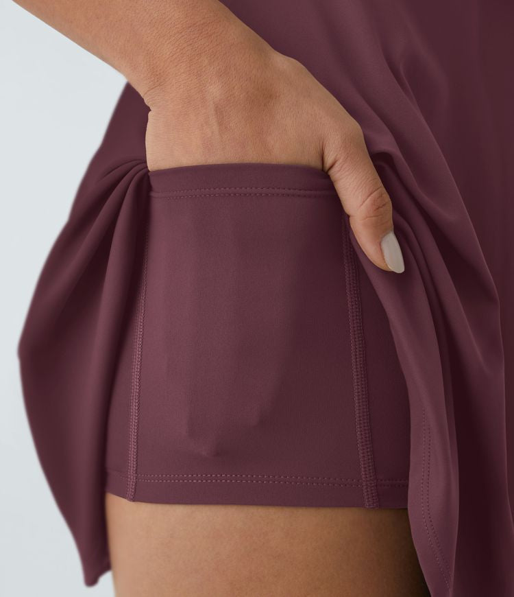 CurveLift™ Airy Backless Twisted Flare Low Support Dance Active Dress-Longer Length-Easy Peezy Edition A-C Cups