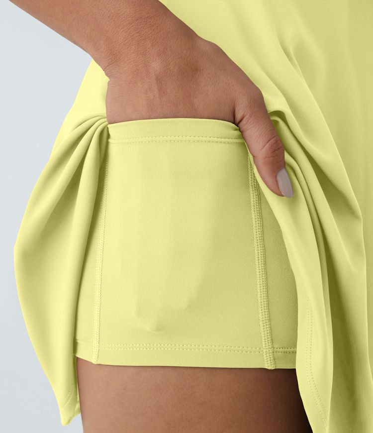 CurveLift™ Airy Backless Twisted Flare Low Support Dance Active Dress-Longer Length-Easy Peezy Edition A-C Cups