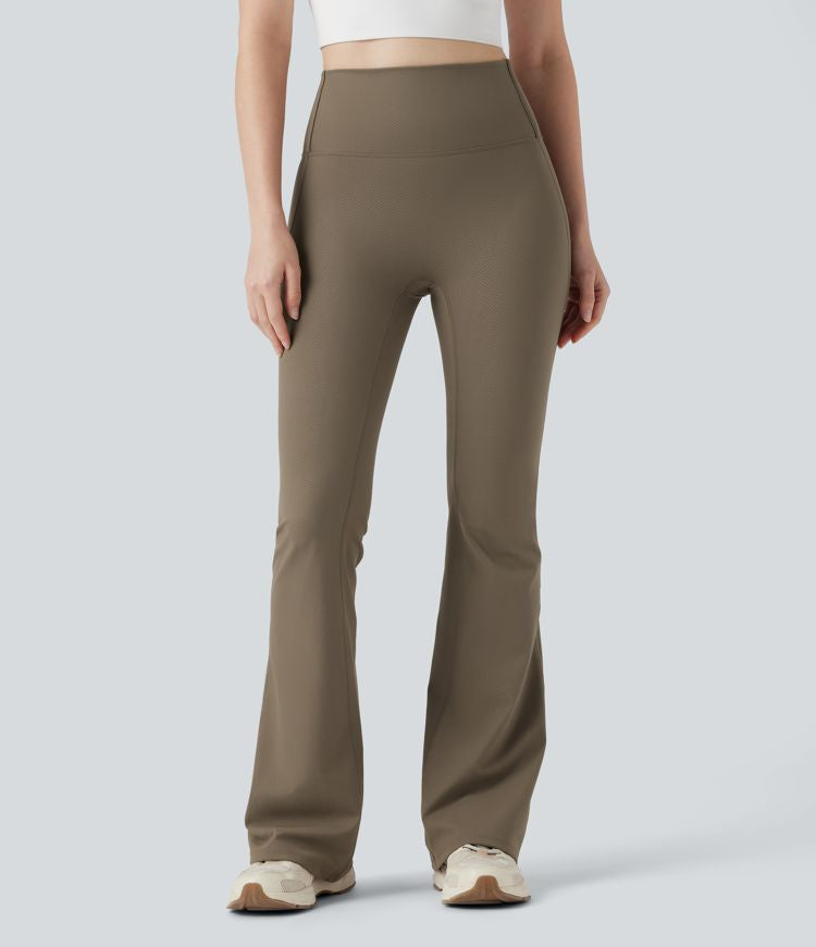CurveLift™ Herringbone High Waisted Flare Yoga Leggings with Pockets