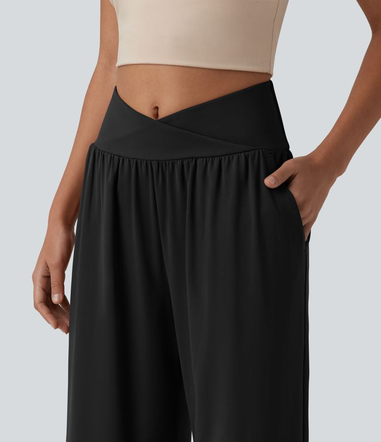CurveLift™ Airy High Waisted Cool Touch Casual Baggy Pants with Pockets