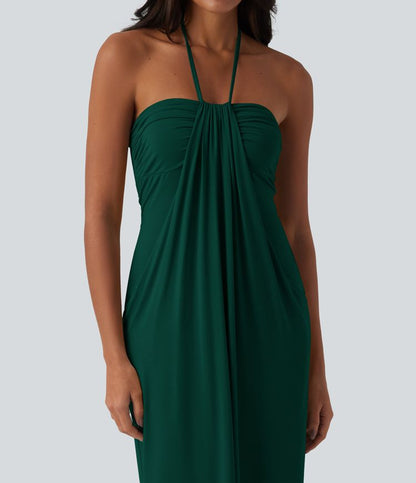 CurveLift™ Halter Tie Back Maxi Dress with Pockets