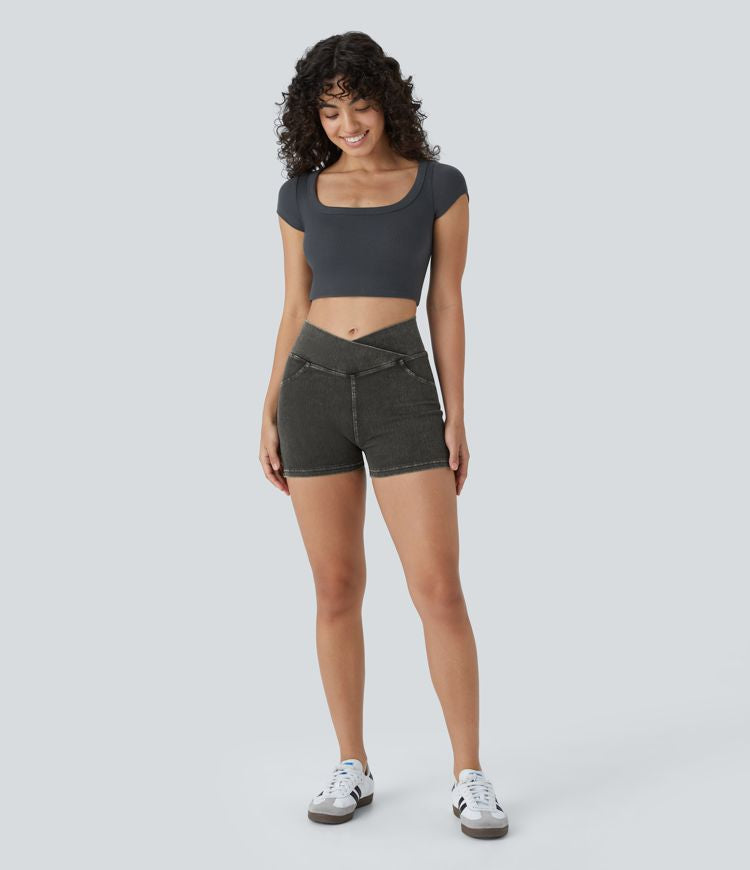 CurveLift™ High Waisted Pocket Denim Casual Shorts 3"