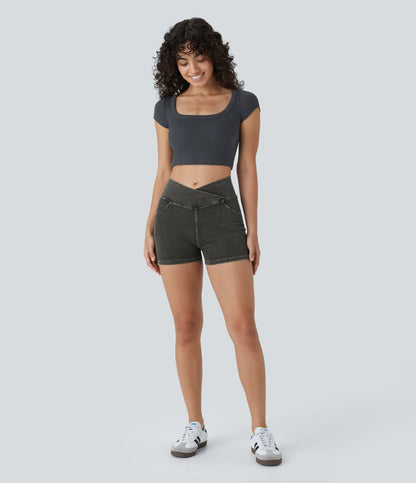 CurveLift™ High Waisted Pocket Denim Casual Shorts 3"