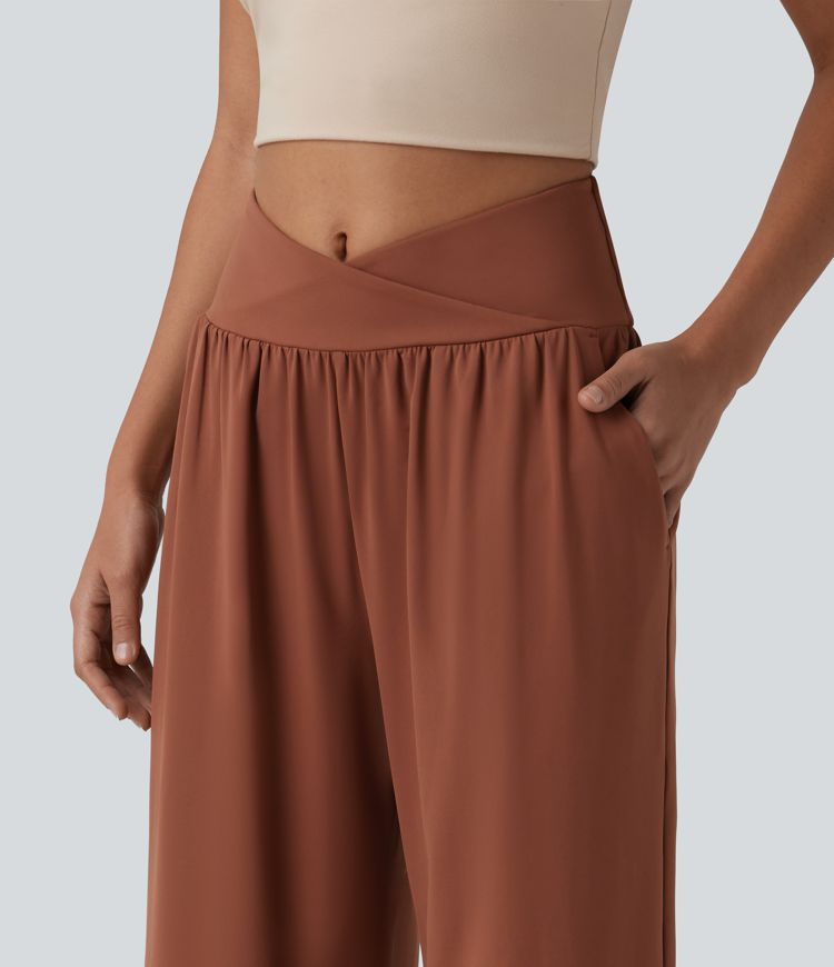 CurveLift™ Airy High Waisted Cool Touch Casual Baggy Pants with Pockets
