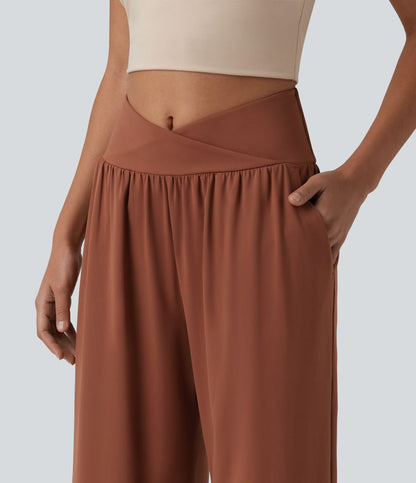 CurveLift™ Airy High Waisted Cool Touch Casual Baggy Pants with Pockets