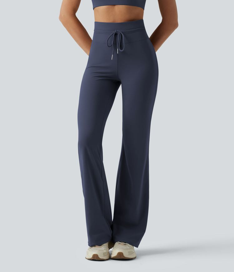 CurveLift™ High Waisted Drawstring Plain Flare Yoga Pants with Pockets