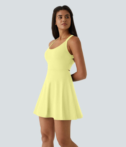 CurveLift™ Airy Backless Twisted Flare Low Support Dance Active Dress-Longer Length-Easy Peezy Edition A-C Cups