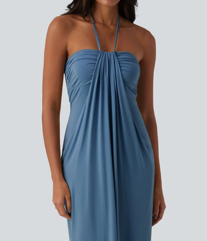 CurveLift™ Halter Tie Back Maxi Dress with Pockets