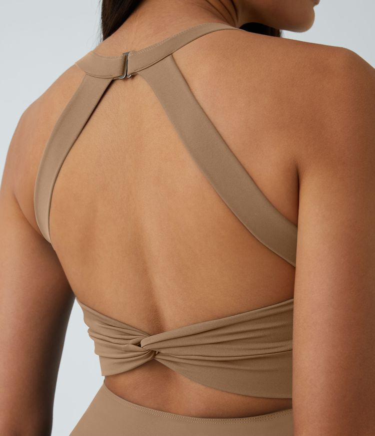 CurveLift™ Airy Backless Twisted Flare Low Support Dance Active Dress-Longer Length-Easy Peezy Edition A-C Cups