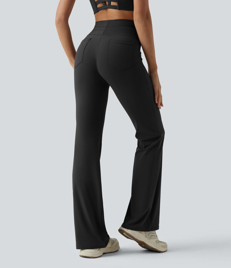 CurveLift™ High Waisted Drawstring Plain Flare Yoga Pants with Pockets