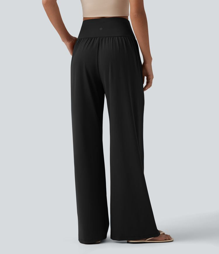 CurveLift™ Airy High Waisted Cool Touch Casual Baggy Pants with Pockets