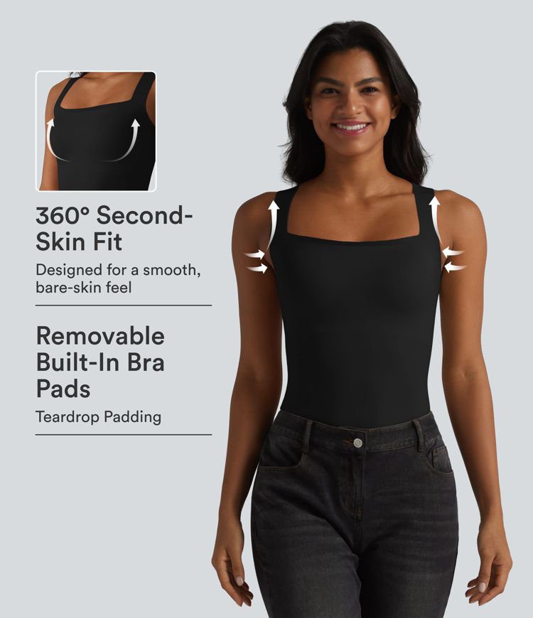 CurveLift™ Square Neck Built-in Bra Casual Tank Top B-E Cups