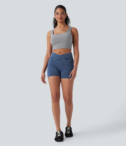 CurveLift™ High Waisted Pocket Denim Casual Shorts 3"