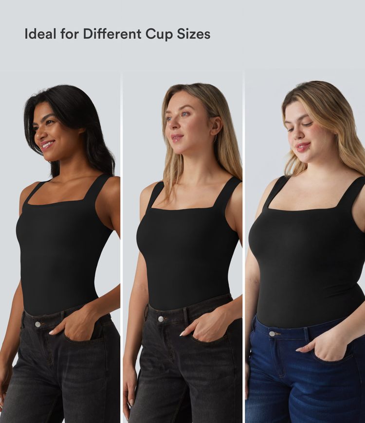 CurveLift™ Square Neck Built-in Bra Casual Tank Top B-E Cups