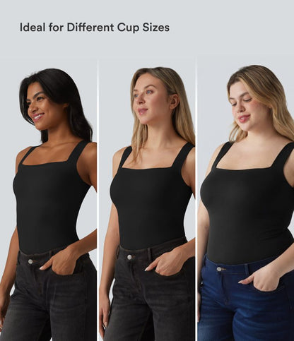 CurveLift™ Square Neck Built-in Bra Casual Tank Top B-E Cups
