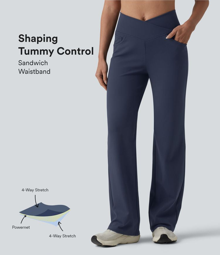 CurveLift™ High Waisted Tummy Control Yoga Straight Leg Pants with Pockets