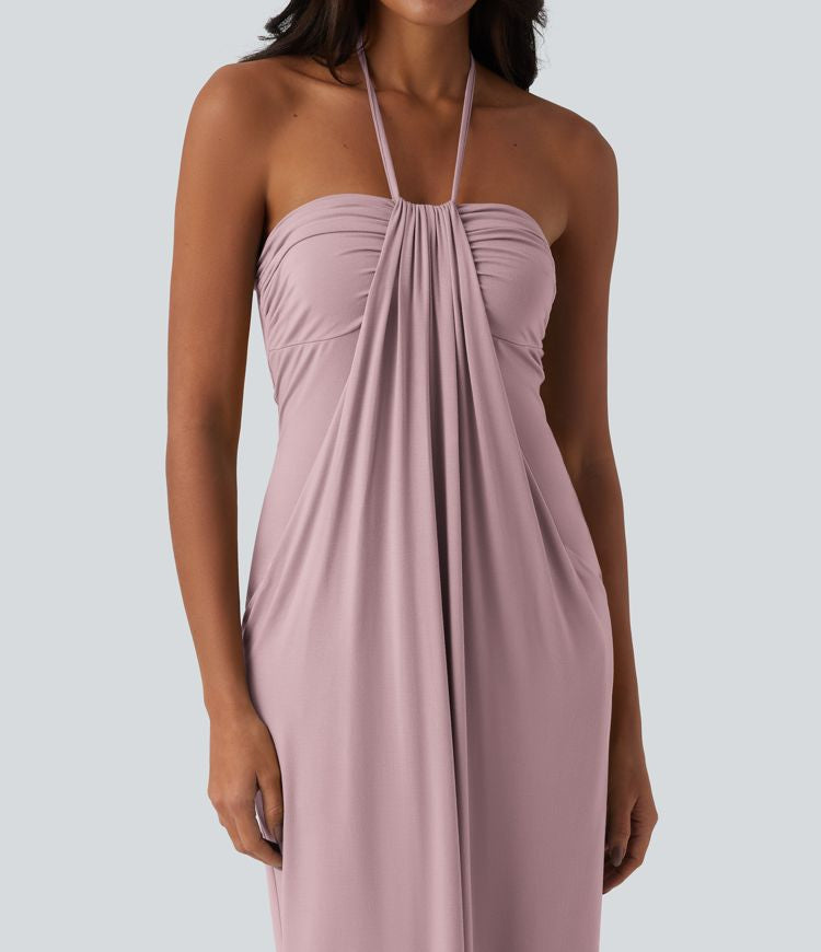 CurveLift™ Halter Tie Back Maxi Dress with Pockets