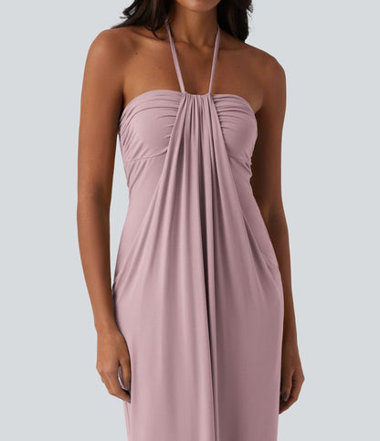 CurveLift™ Halter Tie Back Maxi Dress with Pockets