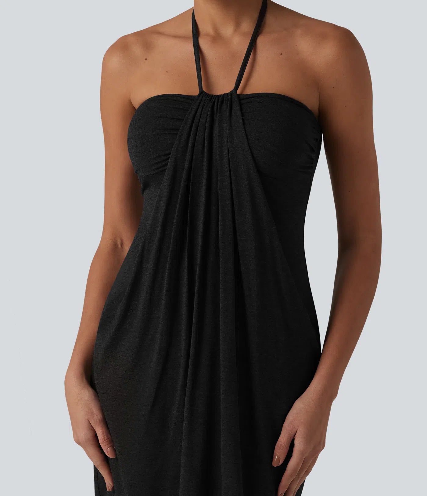 CurveLift™ Halter Tie Back Maxi Dress with Pockets