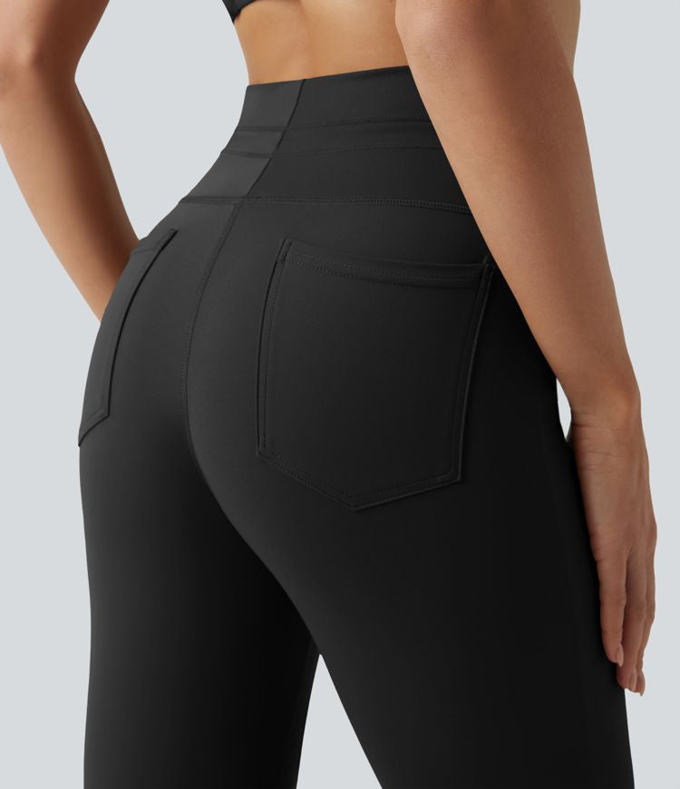 CurveLift™ High Waisted Drawstring Plain Flare Yoga Pants with Pockets