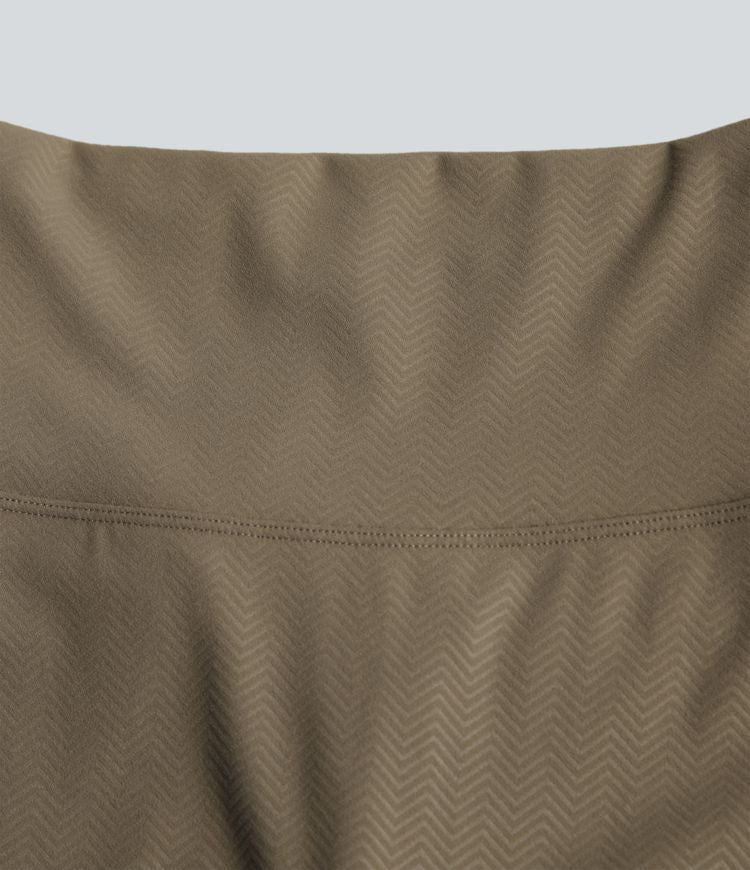 CurveLift™ Herringbone High Waisted Flare Yoga Leggings with Pockets