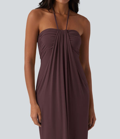CurveLift™ Halter Tie Back Maxi Dress with Pockets